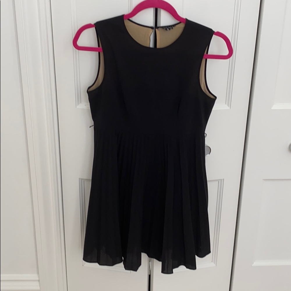 Theory black mini dress, pleated and flattering!